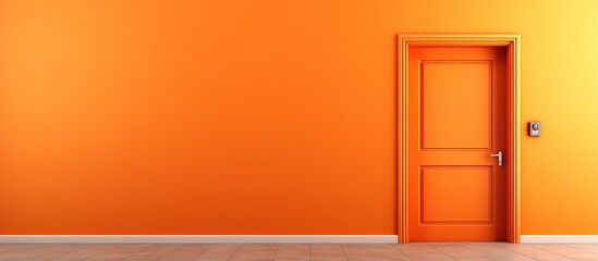 Isolated an orange door on a background - obrazy, fototapety, plakaty