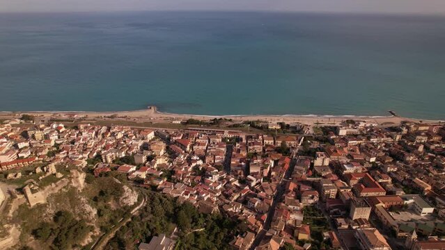 aerial photography south of Italy, Castle of Roccella Jonica .Castello Carafa di Roccella Ionica, vista Aerea con drone.