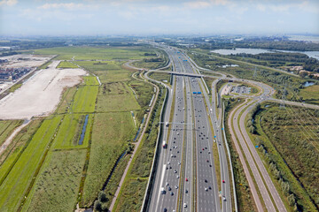 Aerial  from the highway A1 near Amsterdam in the Netherlands