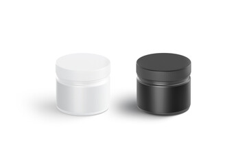 Blank black and white small nutrition can mockup, side view