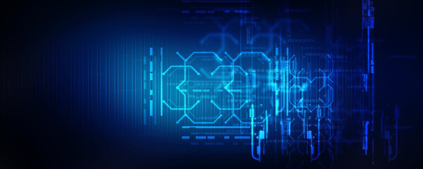 2d illustration Abstract futuristic electronic circuit technology background