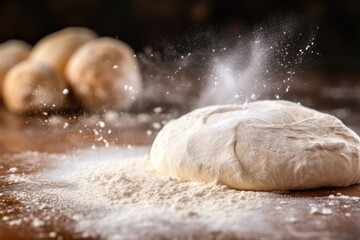 freshly kneaded dough on a flour-sprinkled surface