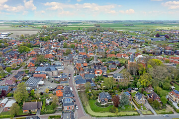 Fototapeta na wymiar Aerial from the traditional city Winsum in Groningen the Netherlands