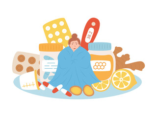 Cold flu treatment concept