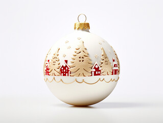 Realistic New Year White Ball Decoration on light background