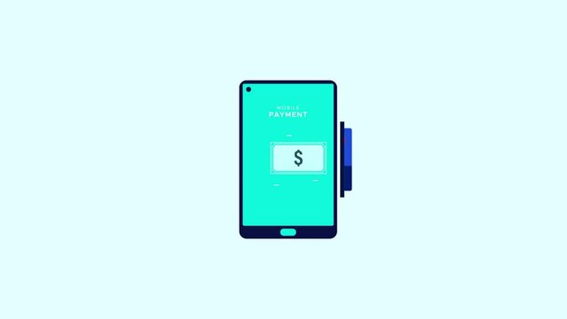 animated clipart of mobile payments, online transactions via smartphone. online transaction process for sellers and buyers