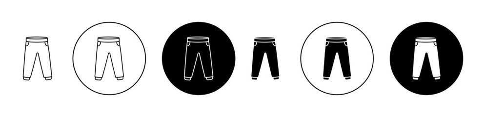 Pants trousers background icon set. Jogger girl jogging pant vector symbol. In black color for UI designs.