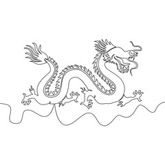 Continuous line drawing Dragon Chinese Zodiac Sign icon vector illustration concept