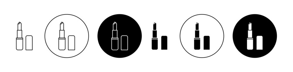 Lipstick set icon set. Makeup cosmetic lipstick product vector symbol. Suitable for UI designs. - obrazy, fototapety, plakaty