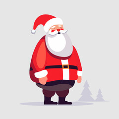 Vector illustration of cute traditional Santa Claus character Christmas winter holiday design element
