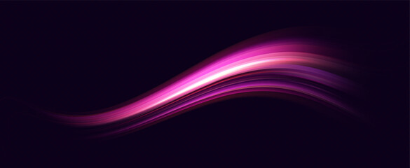 Neon speed lines. Dynamic light motion traces. Light trace wave, trace line.