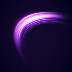 Neon speed lines. Dynamic light motion traces. Light trace wave, trace line.