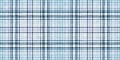 Minimal winter blue tartan linen border. Banner of unisex country cottage plain cotton plaid endless edging.