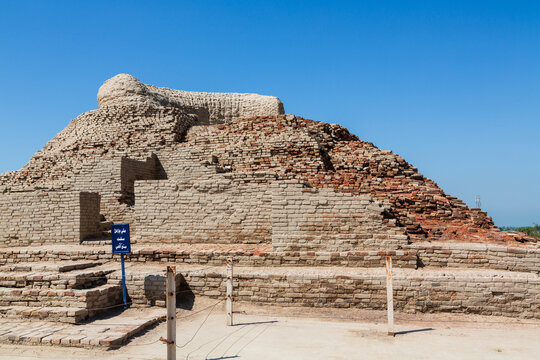 Mohenjo daro ruins close Indus river in Larkana district, Sindh, Pakistan
