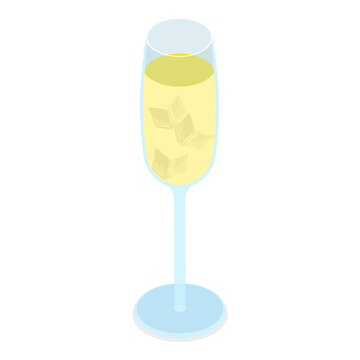 3D Isometric Flat Vector Set of Cocktails, Drinks in Different Types of Glasses. Item 5