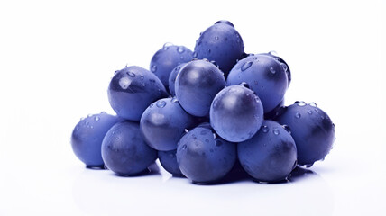 Isolated Blue Grapes Bunch on White Background