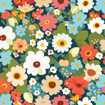 Dark background with a colorful hand-drawn floral pattern