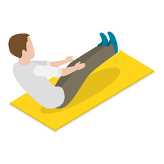 3D Isometric Flat Vector Set of Fitness Scenes, Workout People. Item 3