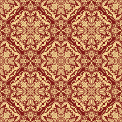 Orient vector classic pattern. Seamless abstract background with vintage elements. Orient pattern. Ornament red and golden wallpaper