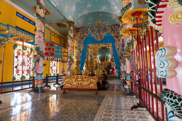 Vietnam Tay Ninh Cao Dai Temple on a cloudy spring day