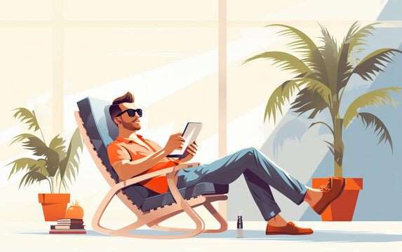 Illustration of Leisure Tourism Lifestyle Concept,created with Generative AI tecnology.