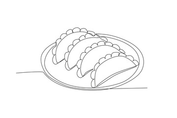 Top view of dumpling. Dongzhi festival one-line drawing