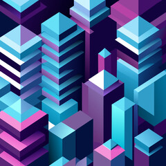 abstract 3d illustration of geometric shapes in violet and blue colors AI generated