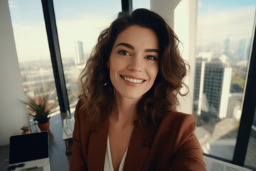 Successful business woman smiling in the office