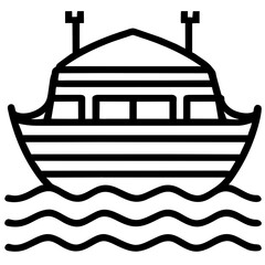 Cruise ship icon. Vector illustration of a ship in the sea. AI generated