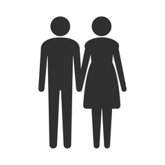 手を繋ぐ男女2人の人物のピクトグラム - カップル･恋愛･結婚のイメージのアイコン - 約7頭身
