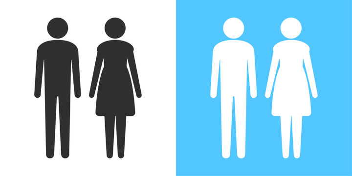 男女2人の人物のピクトグラム - カップル･ジェンダー･トイレ等のサインのセット- 約7頭身
