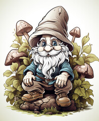 Gnomes in cartoon style on a white background.
