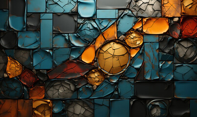 Abstract colored background with broken texture elements.