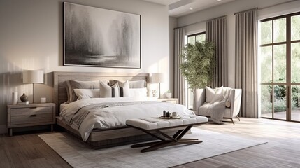 Infuse serenity into your bedroom with a soothing color palette and natural textures.
