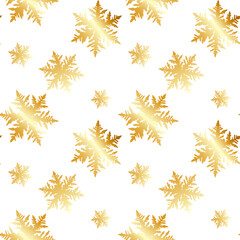 seamless pattern with gold snowflakes