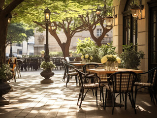 A tranquil outdoor cafe with beautiful scenery, serving as a relaxing retreat for customers.