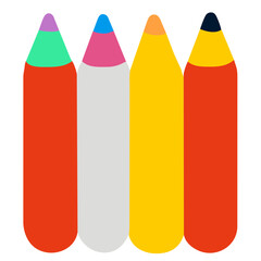 Colored pencils isolated on a white background. Vector illustration. Generative AI