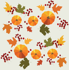 illustration of a set of autumn elements, pumpkin Background 