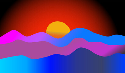Wallpaper for desktop, imaginative sea waves and dramatic sunset.