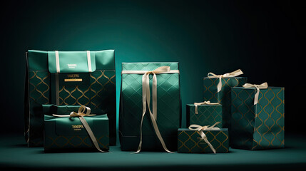 Luxurious Gift Bags on Emerald Green