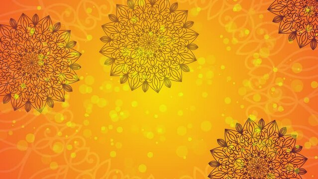 Abstract Golden mandala art 4k video footage, Floral vintage decorative element's, Mandala animation with seamless looping, Editable background.
