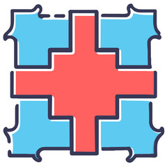 Medical cross icon in flat style. Vector illustration on white background. AI Generated