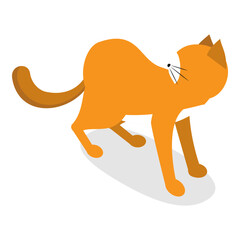 3D Isometric Flat Vector Set of Cats Behavior Poses, Kitty Reactions. Item 5