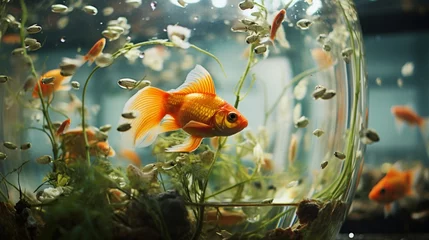 Fotobehang goldfish in aquarium © sdk