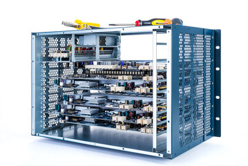 Rack mounted electronic equipment and tools for telecommunication IT network