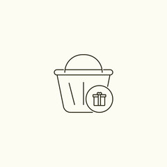 Gift Shopping Basket Icon - E-commerce, Digital Commerce, Online Shopping - Festive Gift Cart, Special Occasion Presents - Retail Technology Web Illustration