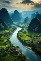 The beautiful landscape of Guilin, China. - obrazy, fototapety, plakaty