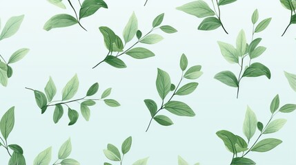  a green leafy pattern on a light blue wallpaper.  generative ai