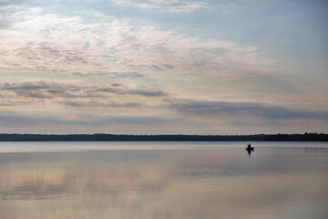 Obraz na płótnie Canvas View over sunrise White Lake. Rivne region, Ukraine.