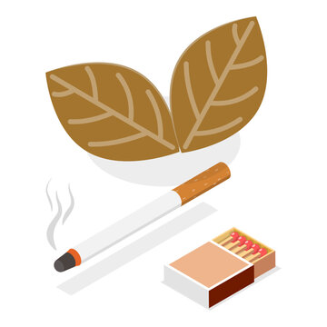 3D Isometric Flat Vector Set of Smoker Collection, Smoking Attributes and Tobacco Products. Item 1